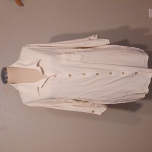 Cream Color Linen Blend Button Down Blouse 2X NWOT